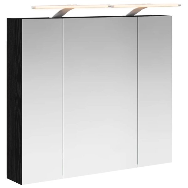 vidaXL Armoire Miroir de Salle de Bain Chêne noir 80 x 14.5 x 70 cm