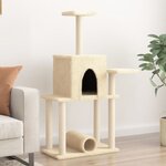 vidaXL Arbre à chat avec griffoirs en sisal crème 122 cm