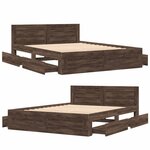 vidaXL Cadre de lit tête de lit sans matelas chêne marron 160x200 cm