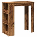 vidaXL Table de bar et étagère de rangement vieux bois 102x50x103 5 cm