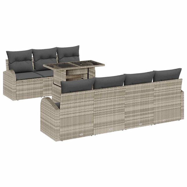 vidaXL Ensemble de canapé de jardin 8 Pièces Gris clair Poly Rattan