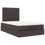 vidaXL Cadre de lit ottoman avec matelas marron foncé 120x200 cm tissu