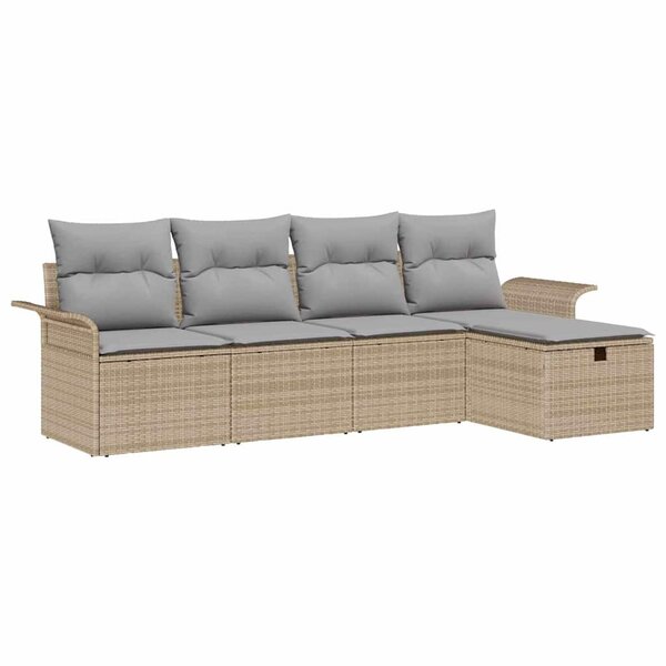 vidaXL Ensemble de canapé de jardin 5 Pièces Beige et Gris clair