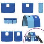 vidaXL Lit mezzanine pour enfants Noir et Bleu 99 5 x 200 cm Métал