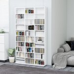 vidaXL Armoire à CD Blanc brillant 102x16x177 5 cm Bois d'ingénierie
