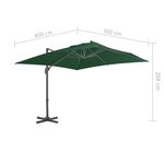 vidaXL Parasol de jardin en porte-à-faux et poteau en aluminium vert