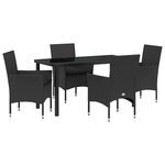 vidaXL Ensemble de salle à manger pour jardin 5 Pièces Noir polyrotin