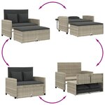 vidaXL Canapé de jardin 2 places et coussins gris clair résine tressée