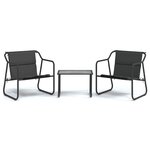 vidaXL Salon de jardin avec coussins 3 Pièces anthracite acier