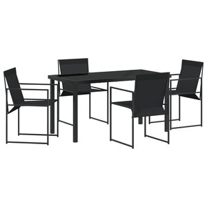 vidaXL Ensemble Salle à Manger Jardin 5 Pièces Noir Textilène et Acier