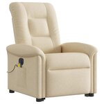 vidaXL Fauteuil inclinable de massage électrique Crème Tissu