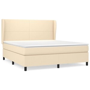 vidaXL Sommier à lattes de lit avec matelas Crème 180x200 cm Tissu