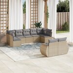 vidaXL Salon de jardin avec coussins 9 Pièces beige résine tressée