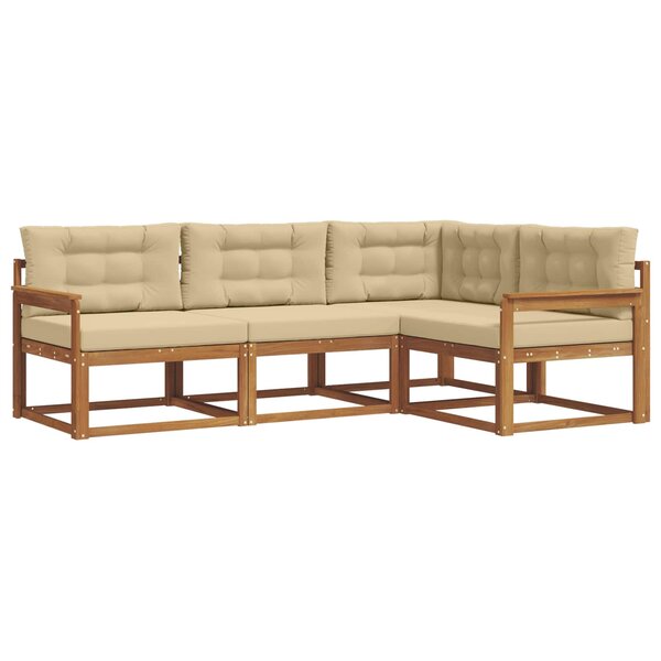 vidaXL Ensemble de canapés d'extérieur 4 Pièces Naturel et Beige