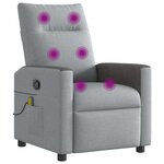 vidaXL Fauteuil de massage inclinable Gris clair Tissu