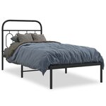 vidaXL Cadre de lit métal avec tête de lit noir 80x200 cm