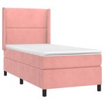 vidaXL Sommier à lattes de lit matelas et LED Rose 90x200 cm Velours