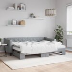 vidaXL Lit de jour avec gigogne et matelas gris clair 80x200 cm tissu