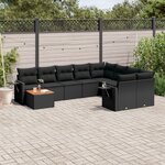 vidaXL Salon de jardin 10 Pièces avec coussins noir résine tressée