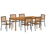Ensemble de salle à manger de jardin 7 pièces vidaXL en poly rotin noir acacia