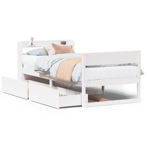 vidaXL Cadre de lit sans matelas blanc 75x190 cm bois de pin massif