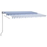 vidaXL Auvent automatique capteur de vent/LED 400x300 cm Bleu et blanc