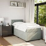 vidaXL Sommier à lattes de lit et matelas Gris clair 100x200cm Velours