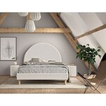 Lit Moon 140x200cm Blanc avec pouf