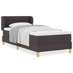 vidaXL Lit à Ressorts avec Matelas Crème 90x200 cm Tissu Marron foncé