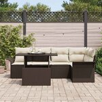 vidaXL Ensemble de canapé de jardin 6 Pièces Marron polyrotin