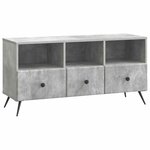 vidaXL Meuble TV Gris béton 102 x 34 5 x 50 cm Bois d'ingénierie
