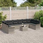 vidaXL Ensemble de canapé de jardin 11 Pièces Gris Poly rotin
