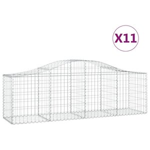 vidaXL Paniers à gabions arqués 11 Pièces 200x50x60/80 cm Fer galvanisé