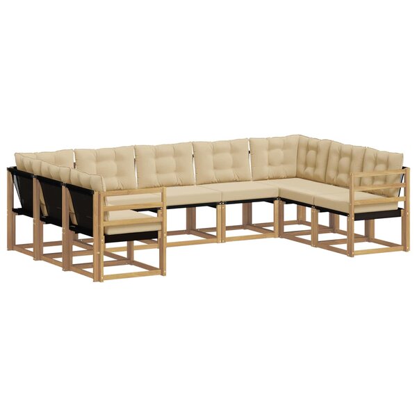vidaXL Ensemble de canapés d'extérieur 9 pc Blanc et Beige