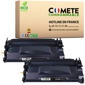 26A - 2 toners compatibles avec HP 26A CF226X CF226A 26X - Noir - COMETE