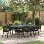 vidaXL Ensemble de salle à manger pour jardin 9 Pièces Noir polyrotin