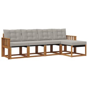 vidaXL Ensemble de canapés d'extérieur 5 pc Gris Naturel et Clair