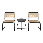 Ensemble de bistrot avec table basse et 2 chaises beige noir 03_0009406
