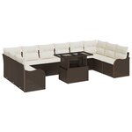 vidaXL Ensemble de canapé de jardin de 11 pièces avec coussins Marron Poly Rotin