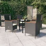 vidaXL Ensemble à manger de jardin avec coussins 5 Pièces Noir