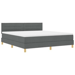 vidaXL Lit à ressort LED avec matelas Gris foncé 180 x 200 cm tissu