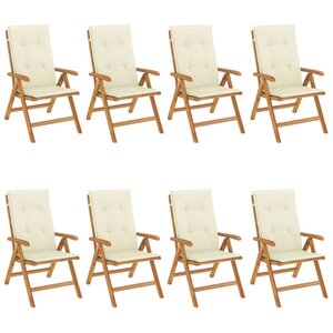 vidaXL Chaises de jardin inclinables et coussins lot de 8 teck solide