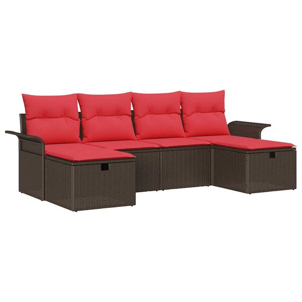 vidaXL Ensemble de canapé de jardin avec coussin 6 Pièces Poly rotin