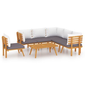 vidaXL Salon de jardin 7 Pièces avec coussins Bois d'acacia solide