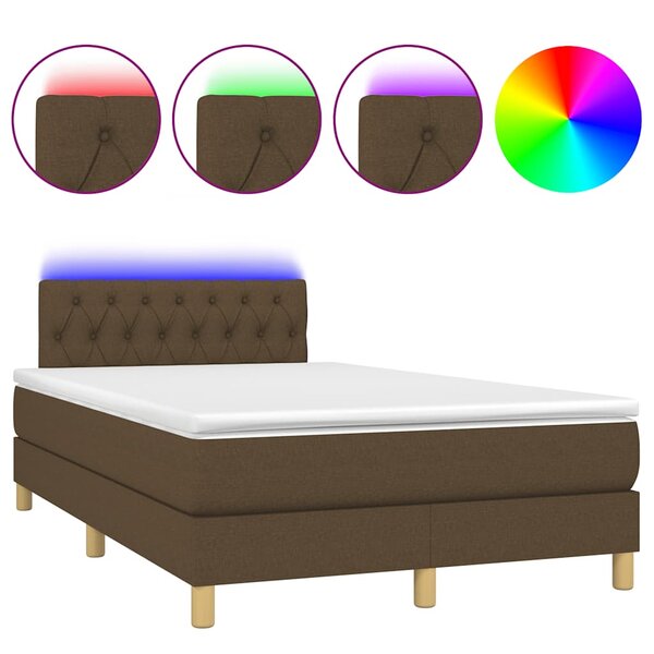 vidaXL Sommier à lattes de lit matelas et LED marron foncé 120x190 cm