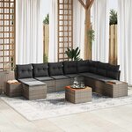 vidaXL Ensemble de canapé de jardin 9 Pièces Gris 319 x 209 x 85 cm