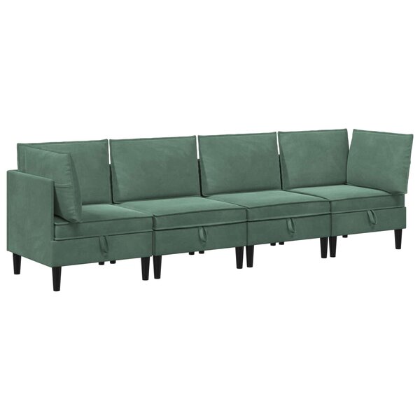 vidaXL Ensemble de meubles pour le salon 4 Pièces Vert Mer Velours