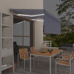 vidaXL Auvent automatique avec store capteur de vent et LED Bleu blanc