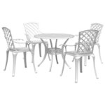 vidaXL Ensemble à manger de jardin 5 Pièces blanc aluminium coulé