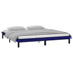 vidaXL Cadre de lit à LED sans matelas noir 140x190 cm bois massif